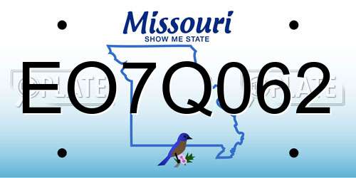 EO7Q062 Missouri License Plate