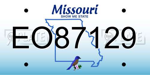 EO87129 Missouri License Plate