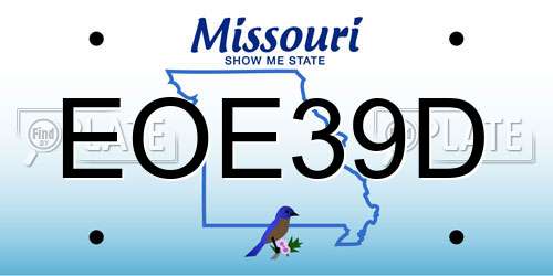 EOE39D Missouri License Plate