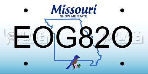EOG82O Missouri License Plate