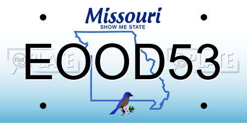 EOOD53 Missouri License Plate