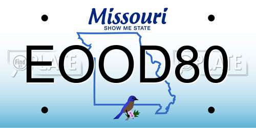 EOOD80 Missouri License Plate