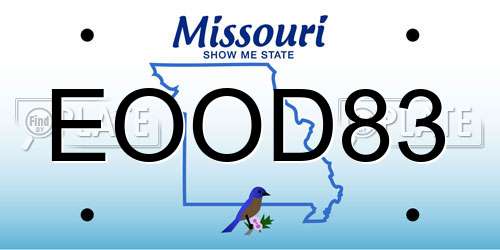 EOOD83 Missouri License Plate