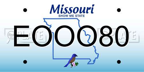 EOOO80 Missouri License Plate