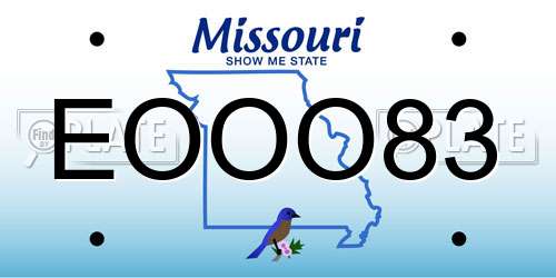 EOOO83 Missouri License Plate