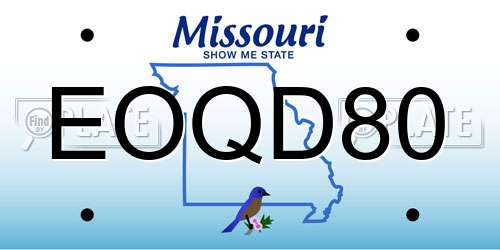 EOQD80 Missouri License Plate