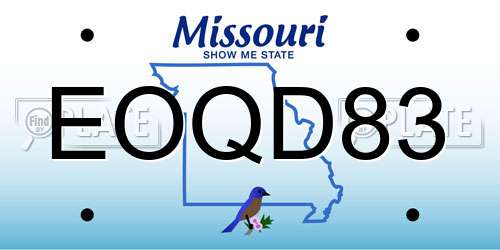 EOQD83 Missouri License Plate