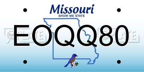 EOQQ80 Missouri License Plate