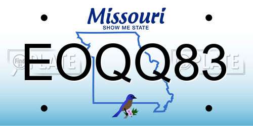EOQQ83 Missouri License Plate
