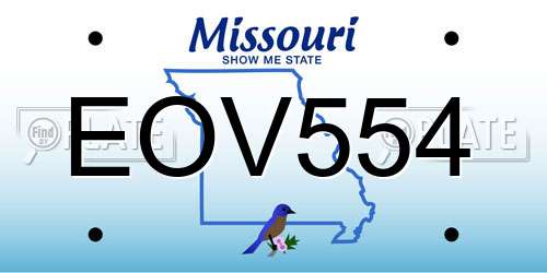EOV554 Missouri License Plate