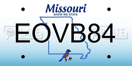 EOVB84 Missouri License Plate