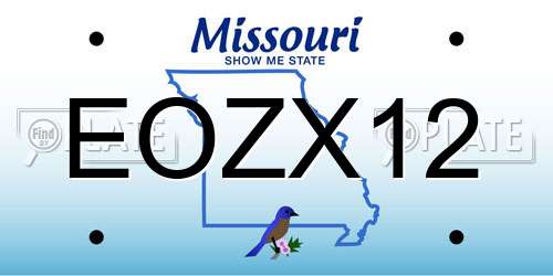 EOZX12 Missouri License Plate