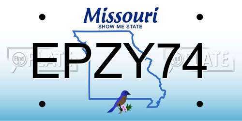 EPZY74 Missouri License Plate