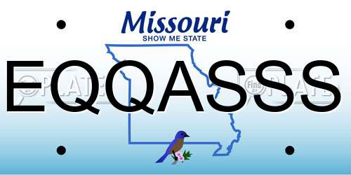 EQQASSS Missouri License Plate