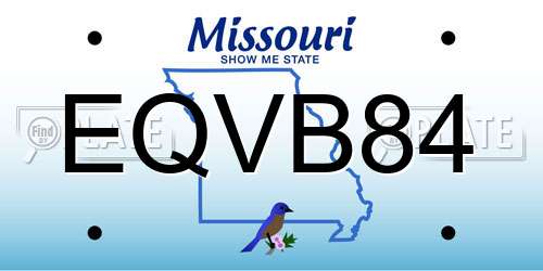 EQVB84 Missouri License Plate