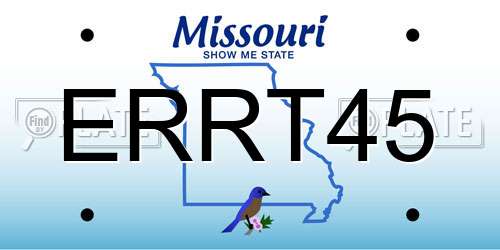 ERRT45 Missouri License Plate