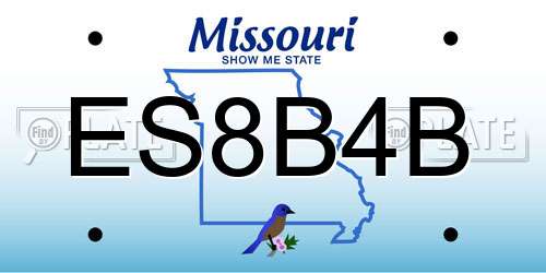 ES8B4B Missouri License Plate