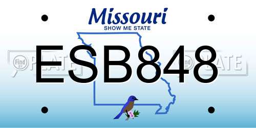 ESB848 Missouri License Plate