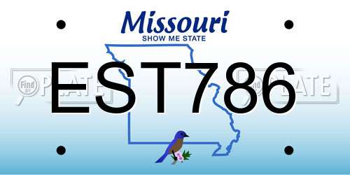 EST786 Missouri License Plate