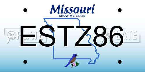 ESTZ86 Missouri License Plate