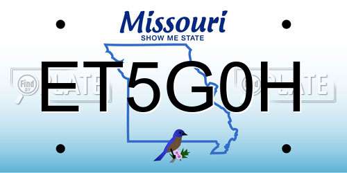 ET5G0H Missouri License Plate