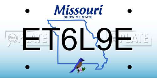 ET6L9E Missouri License Plate