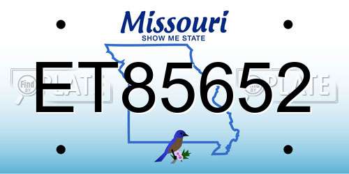 ET85652 Missouri License Plate
