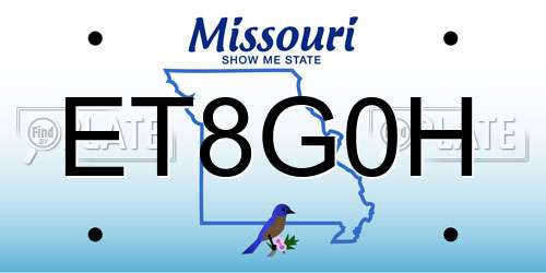 ET8G0H Missouri License Plate