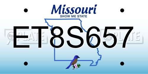ET8S657 Missouri License Plate