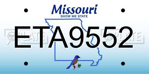 ETA9552 Missouri License Plate