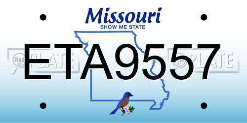 ETA9557 Missouri License Plate