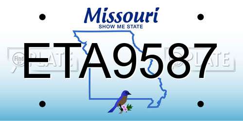 ETA9587 Missouri License Plate