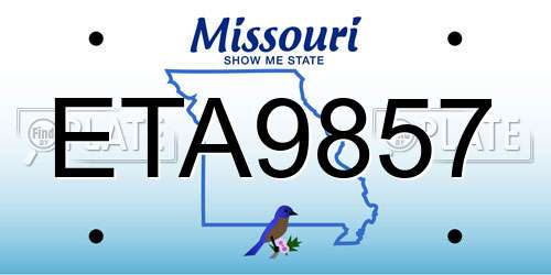 ETA9857 Missouri License Plate