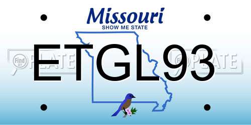 ETGL93 Missouri License Plate