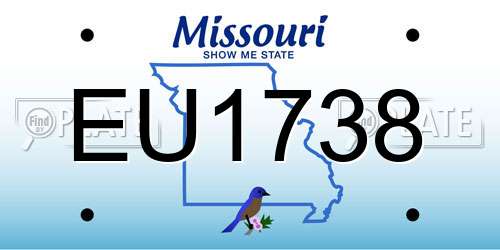 EU1738 Missouri License Plate