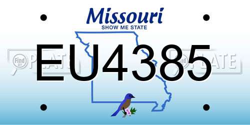 EU4385 Missouri License Plate