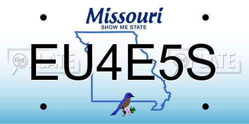 EU4E5S Missouri License Plate