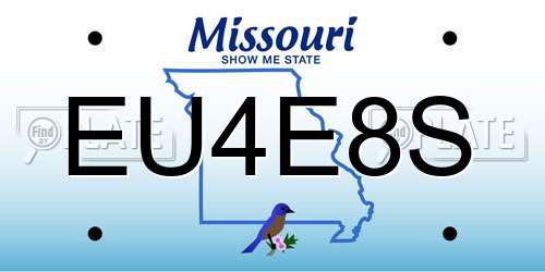 EU4E8S Missouri License Plate