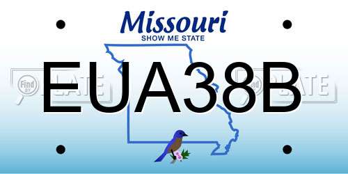 EUA38B Missouri License Plate