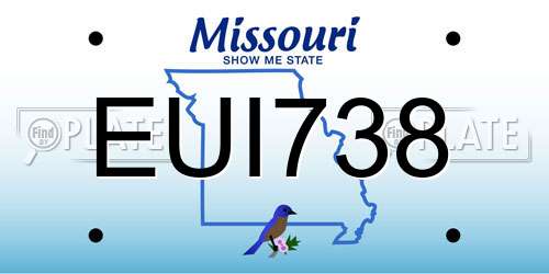 EUI738 Missouri License Plate