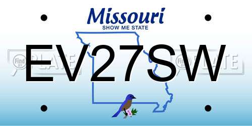EV27SW Missouri License Plate