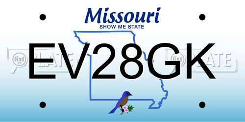 EV28GK Missouri License Plate
