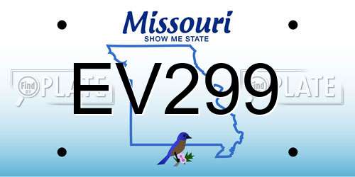 EV299 Missouri License Plate