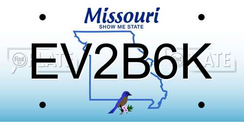 EV2B6K Missouri License Plate