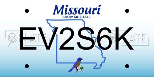 EV2S6K Missouri License Plate