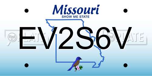 EV2S6V Missouri License Plate