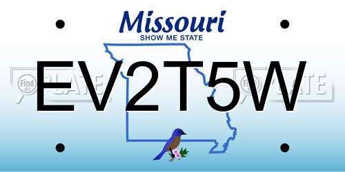 EV2T5W Missouri License Plate