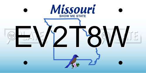 EV2T8W Missouri License Plate