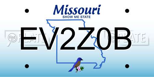 EV2Z0B Missouri License Plate