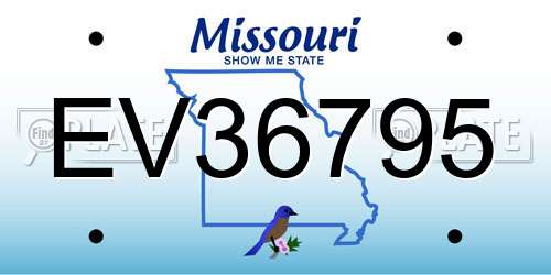 EV36795 Missouri License Plate